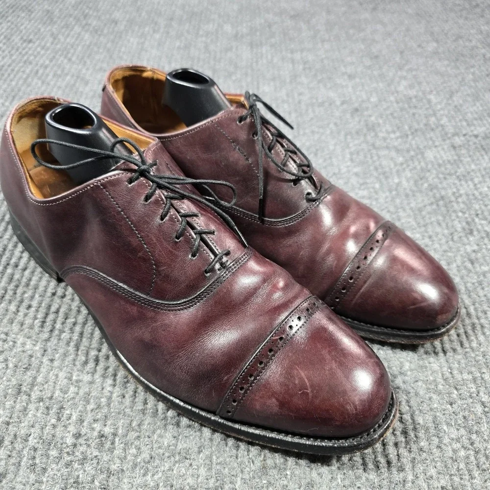 Allen Edmonds Byron Shoes Mens Size 11 D Burgundy‎ Cap Toe Dress Oxford Made USA